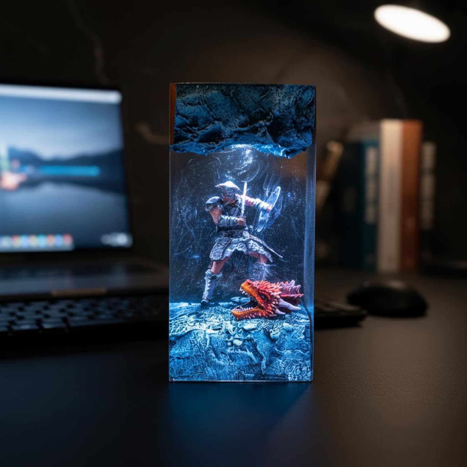 Handmade Dragon Born Resin Lamp – Handmade Epoxy Night Light, Gaming & Skyrim-Style Decor, Unique Christmas Gift 9