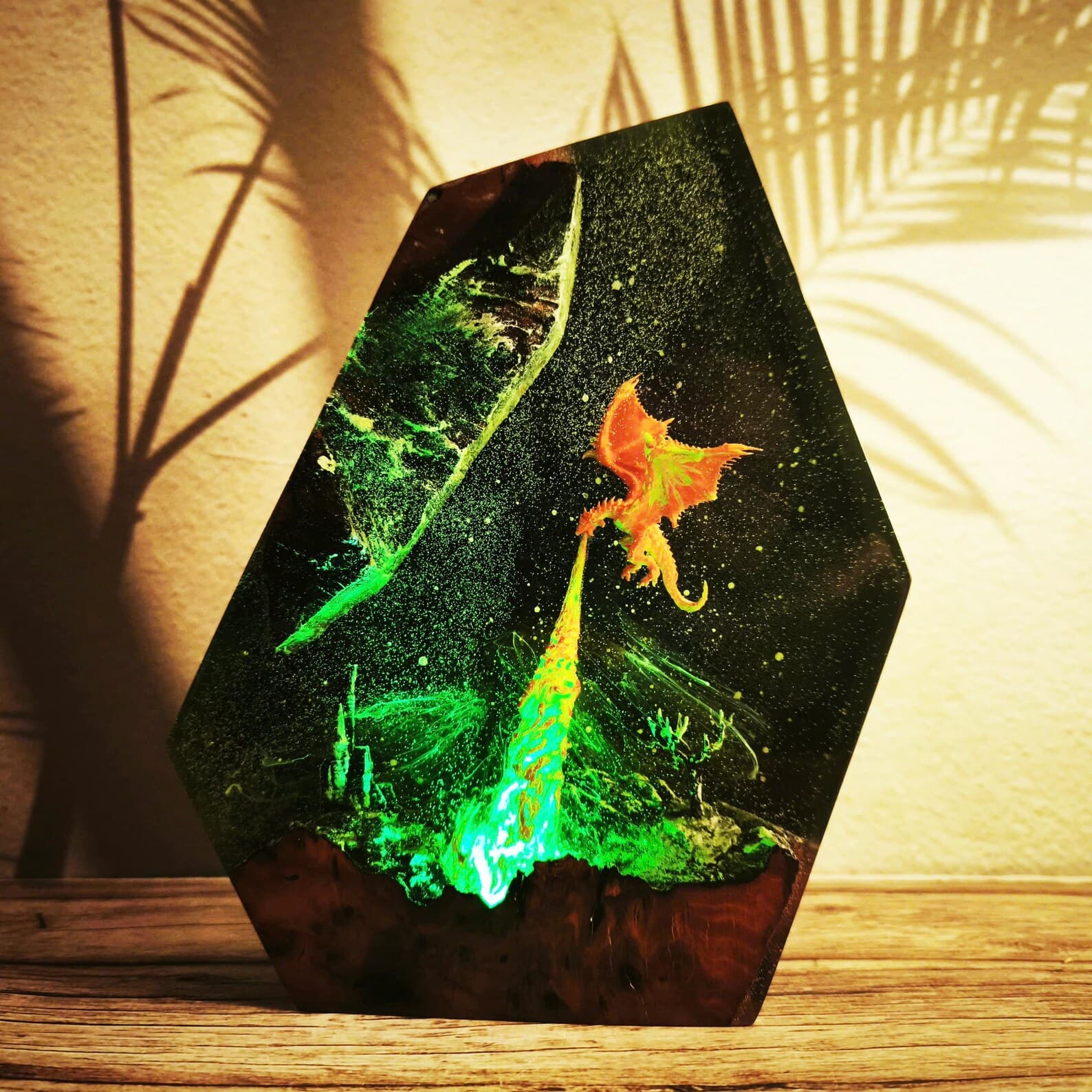 Handmade Fire Dragon Lamp, Fire Dragon , Resin Wood Lamp, 3D Dragon Table Lamp, Lighting Decor, Halloween Gift, Resin Epoxy, Christmas Gifts 9