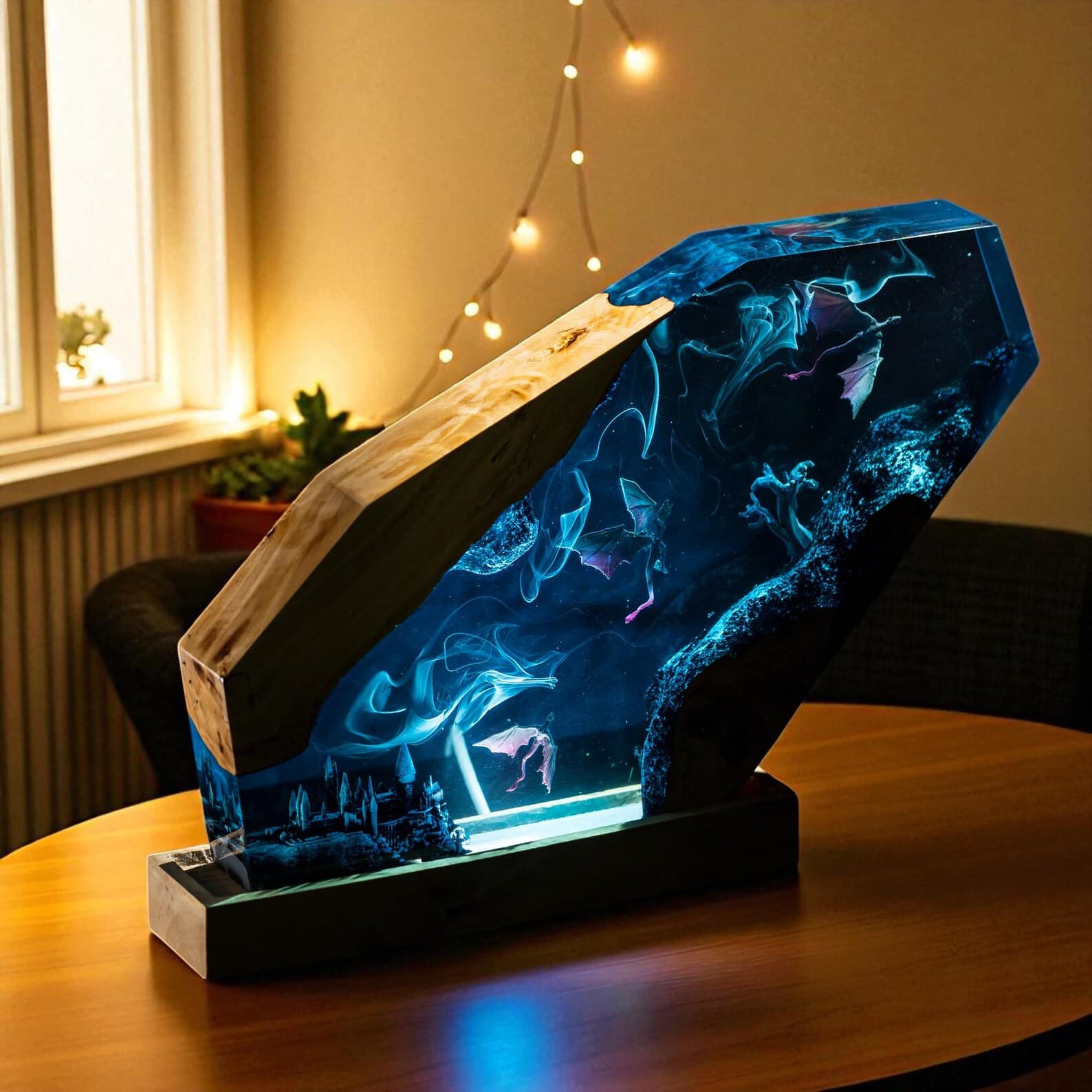 Dragon Resin Lamp, Handmade Fantasy LED Night Light, Magical Christmas Gift for Dragon Lover 4