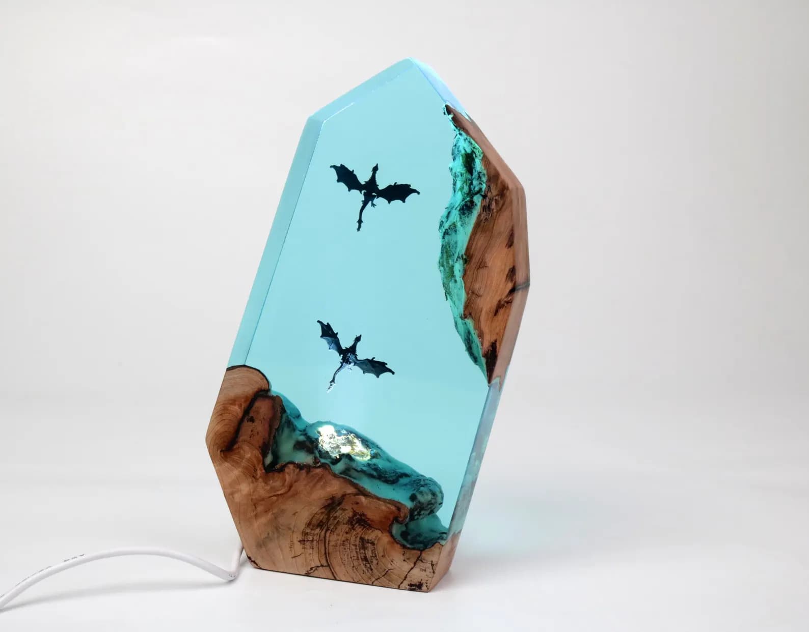 Scuba Fire Dargon Ice Dragon Epoxy Resin Night Light,Handmade Wood Resin Table Lamp,Personalized Resin Lamp, Birthday Gifts,Custom Gifts 11