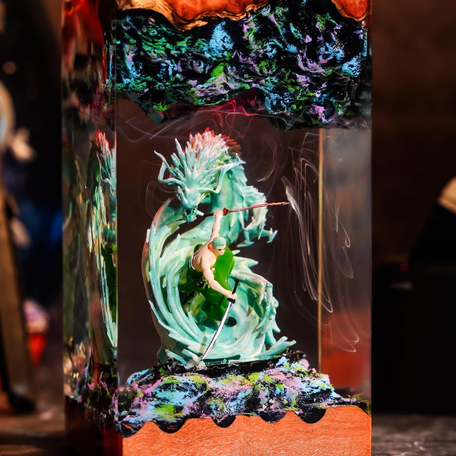 Custom 1 Pl/ece Lamp, Diorama night light, Dragon resin lamp, Swordsman Inspired, Gift For kid, Gamer Desk Decor, Christmas Gift for Him 12