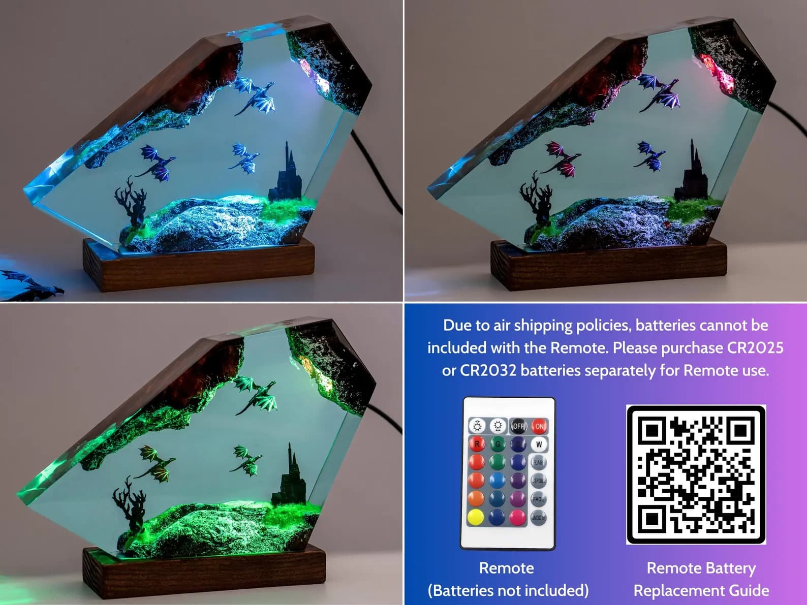 Fire Dragon and Ice Dragon Resin Lamp, Dragon lamp for home decor, Ancient Red Dragon, resin christmas decoration 4