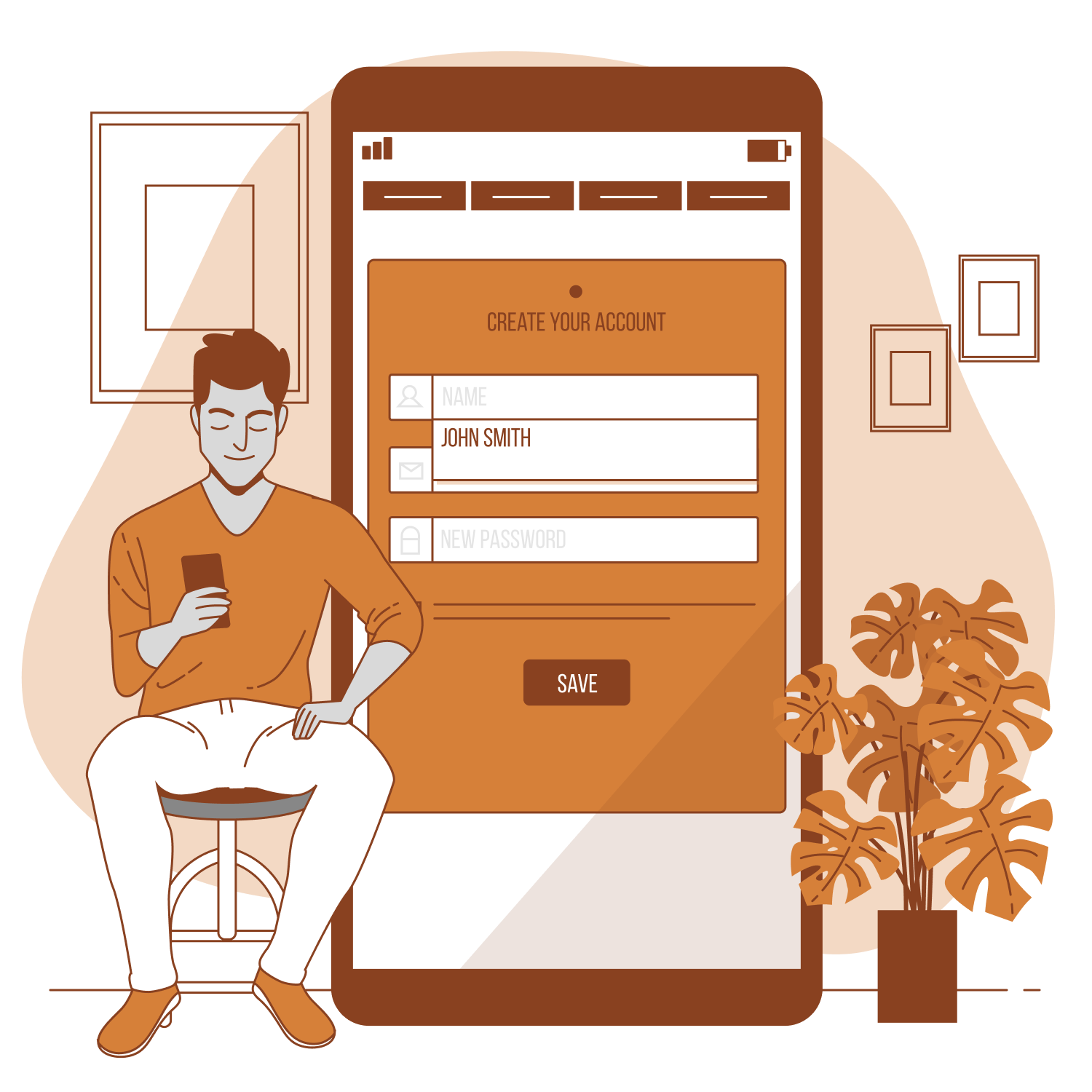 Illustration of person creating account